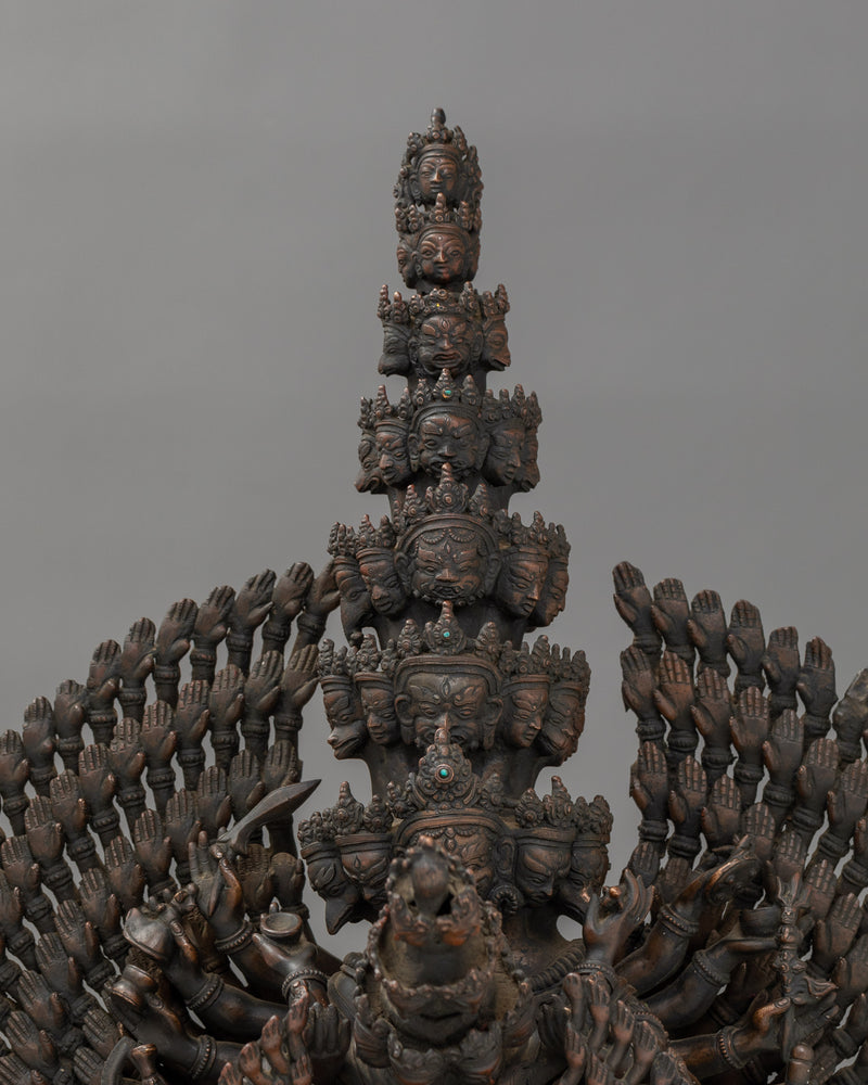 Oxidized Copper Yidam Vishwaroopa Figurine | The Universal Form of Divine Glory