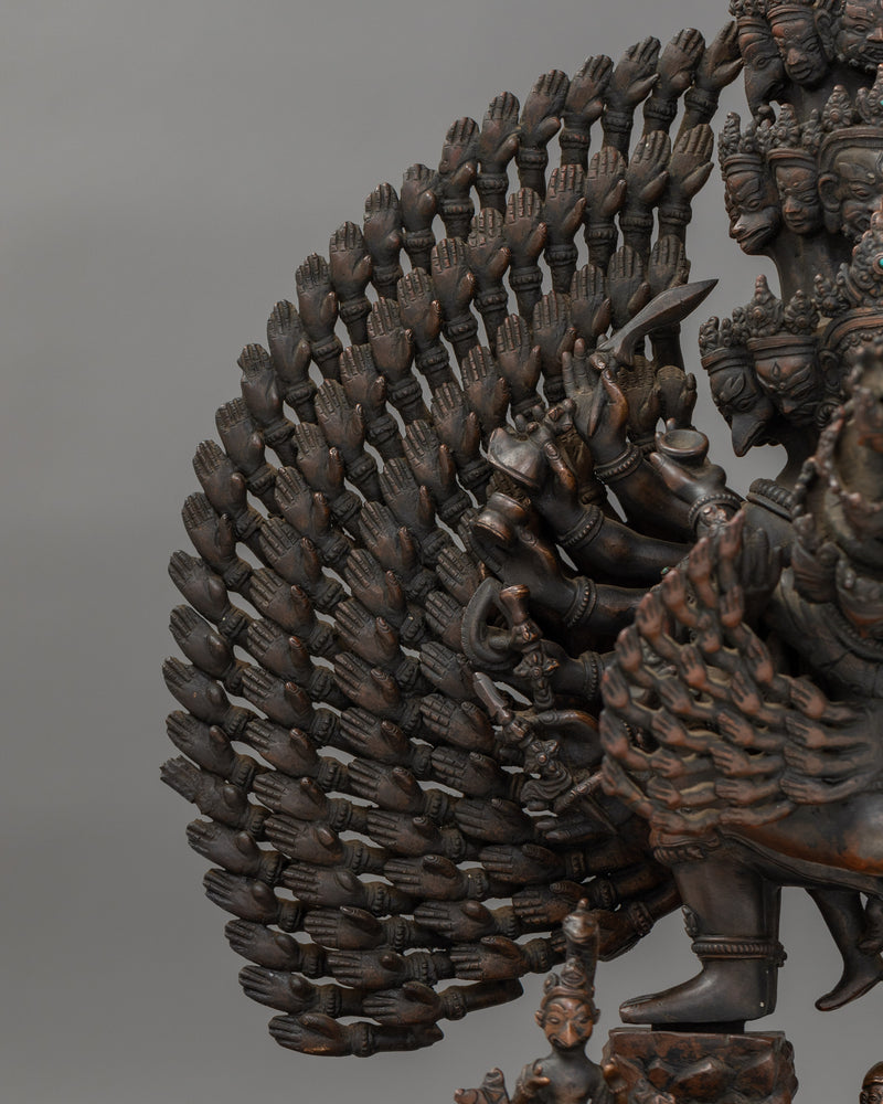 Oxidized Copper Yidam Vishwaroopa Figurine | The Universal Form of Divine Glory