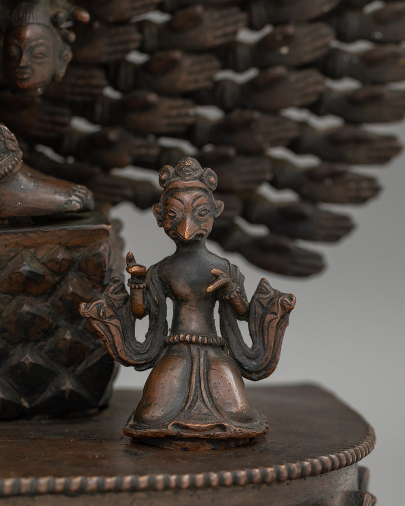 Oxidized Copper Yidam Vishwaroopa Figurine | The Universal Form of Divine Glory