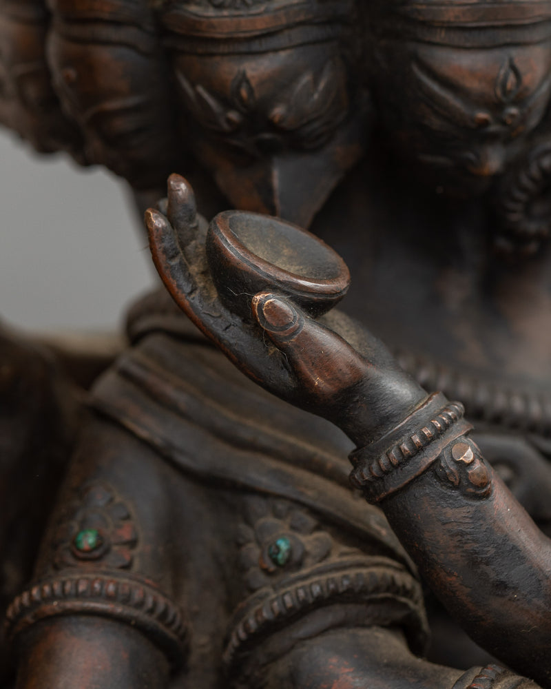 Oxidized Copper Yidam Vishwaroopa Figurine | The Universal Form of Divine Glory