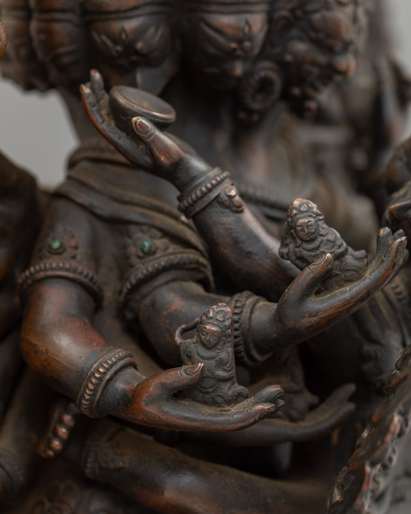 Oxidized Copper Yidam Vishwaroopa Figurine | The Universal Form of Divine Glory