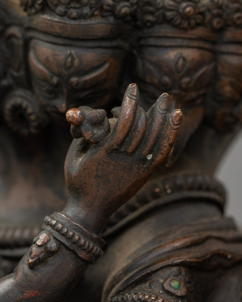 Oxidized Copper Yidam Vishwaroopa Figurine | The Universal Form of Divine Glory