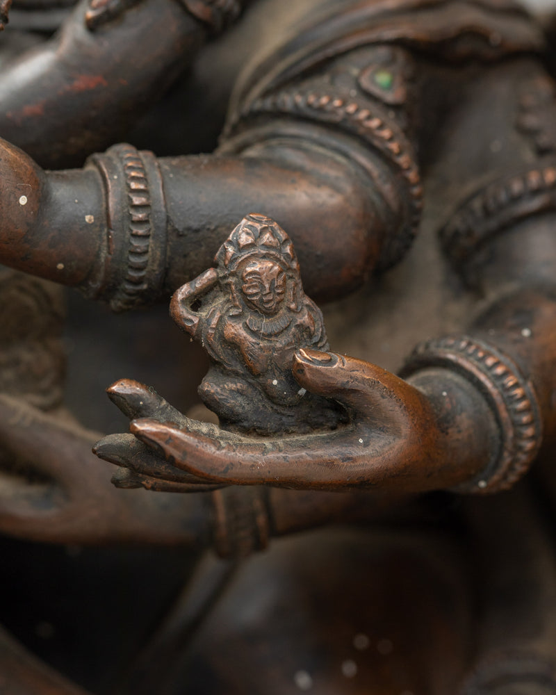 Oxidized Copper Yidam Vishwaroopa Figurine | The Universal Form of Divine Glory