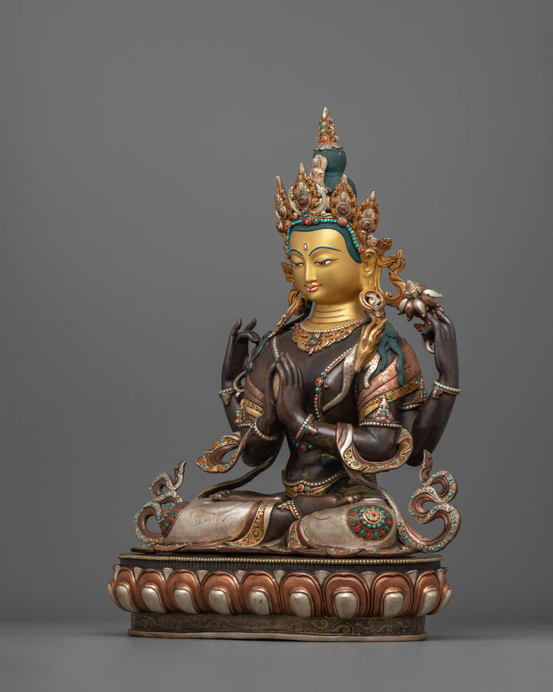 Lord of Compassion Chenrezig Buddhism Statue | Handmade Buddhist Sculpture