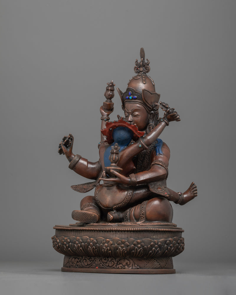 A Sacred Union Statue of Guru Rinpoche with his Consort | Spiritual Mastery