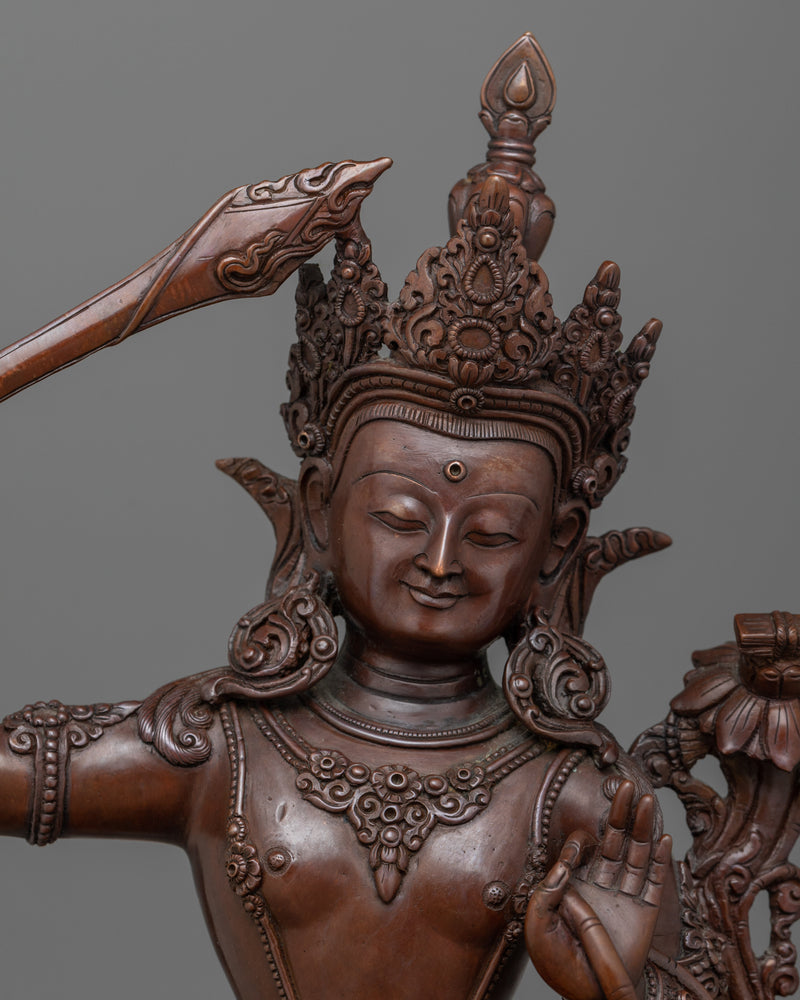 Handmade Buddhist Wisdom Figurine Manjushri  | Spiritual Guidance to Knowledge