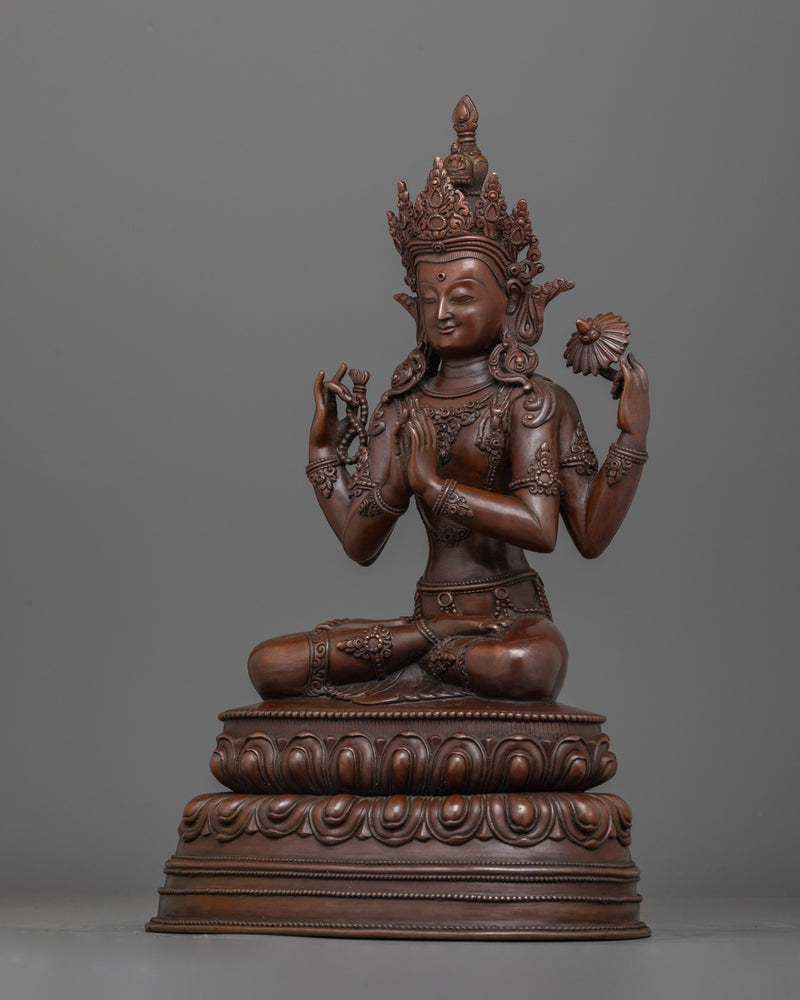 Bodhisattva of Compassion Chenresig Sculpture | Tibetan Buddhist Altar Decor