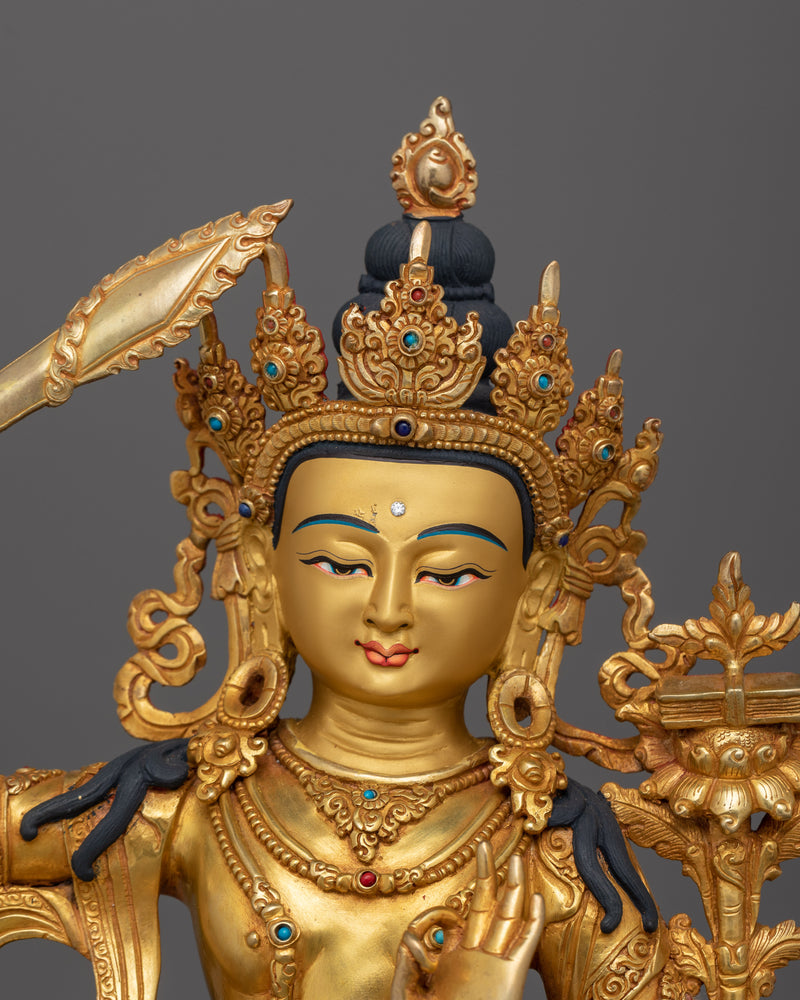 Dharma Bodhisattva Majnushri Statue | Tibetan Wisdom Deity