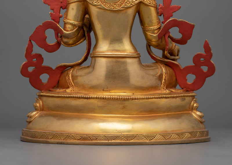 Traditionally Handcarved Green Tara Statue | Feminine Buddhist Protector