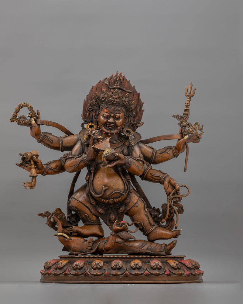 Powerful Protector of Dharma Six Armed Mahakala | Buddhist Guardian of Dharma Statue