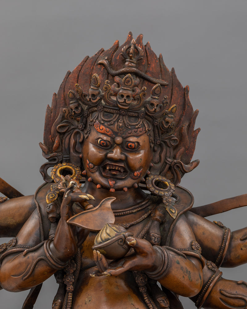 Powerful Protector of Dharma Six Armed Mahakala | Buddhist Guardian of Dharma Statue