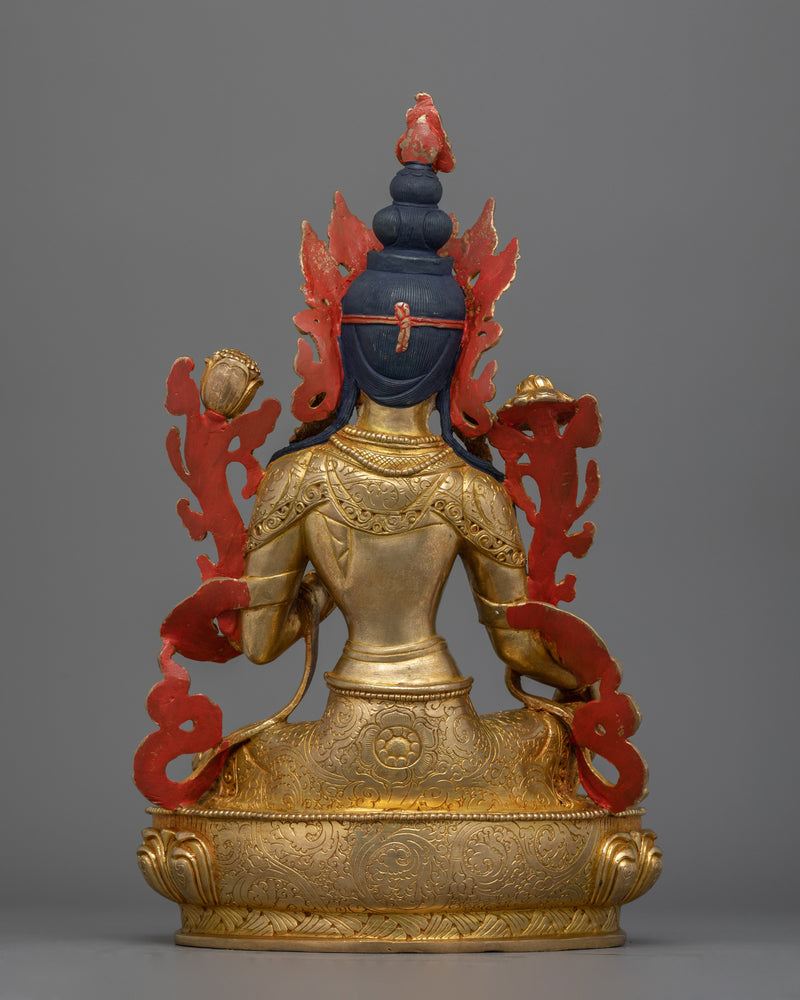 Traditionally Carved Green Tara Healing Deity Statue | Tibetan Buddhist Art