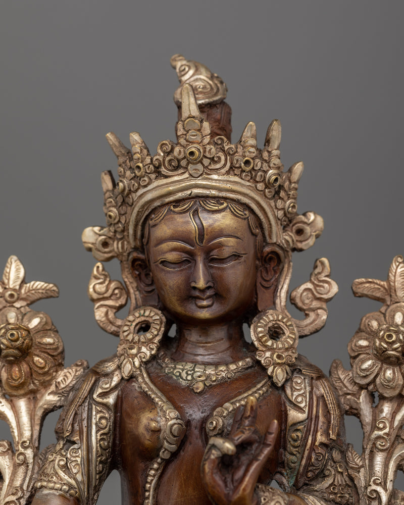 Compassionate Goddess White Tara Figure | Embodiment of Purity and Serenity