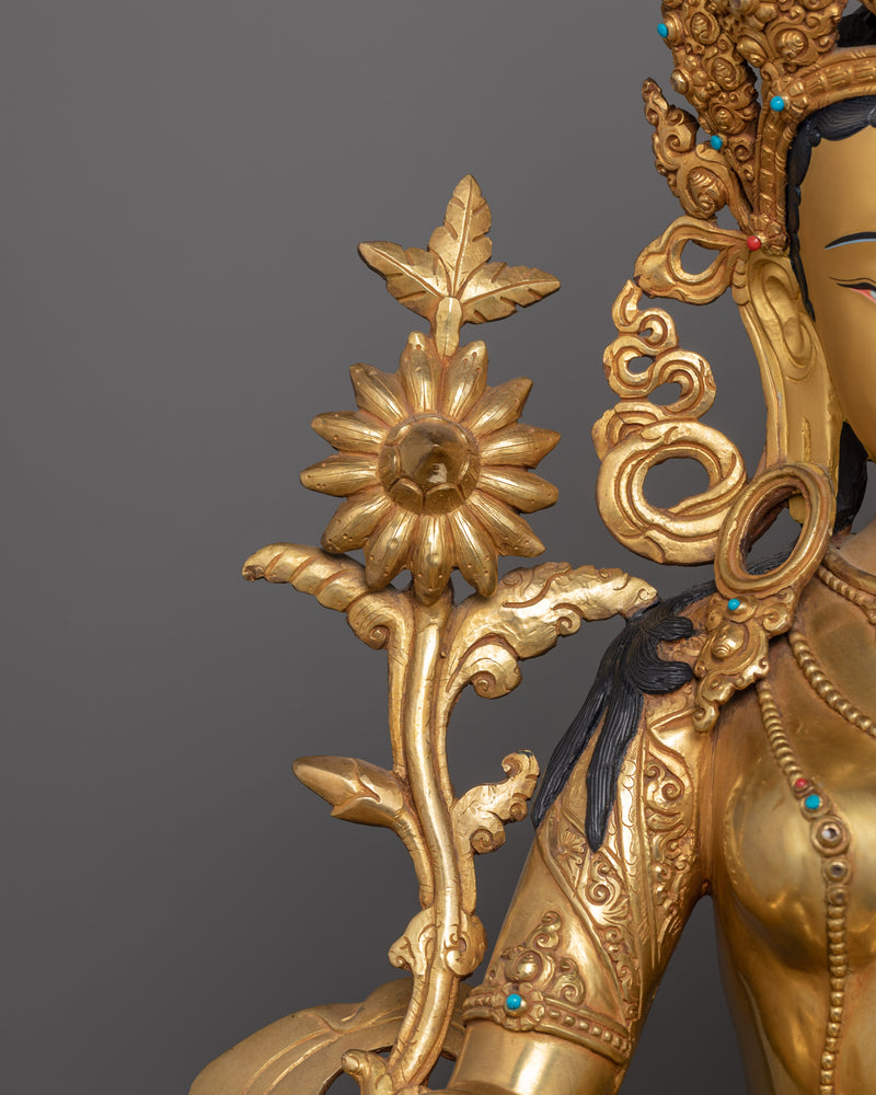 Sacred Feminine Goddess Green Tara Statue | Buddhist Altar Spiritual Home Decor