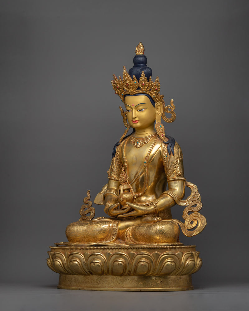 Amitayus with Nectar Vase Symbolizing the Elixir of Life | Tibetan Altar Buddha of Life