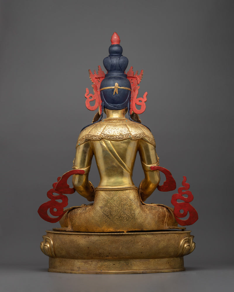 Amitayus with Nectar Vase Symbolizing the Elixir of Life | Tibetan Altar Buddha of Life