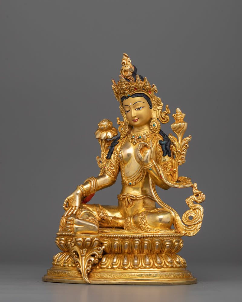 Female Deity Obstacles Remover Green Tara Statue | Mother of All Buddhas