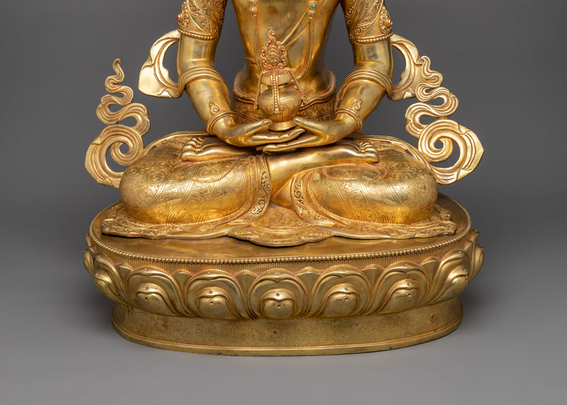 Amitayus with Nectar Vase Symbolizing the Elixir of Life | Tibetan Altar Buddha of Life