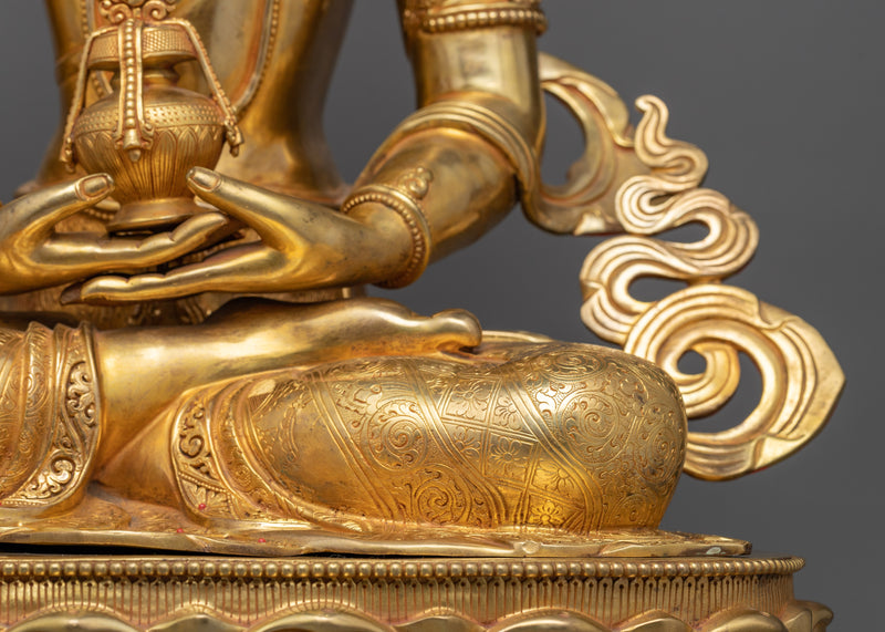 Amitayus with Nectar Vase Symbolizing the Elixir of Life | Tibetan Altar Buddha of Life