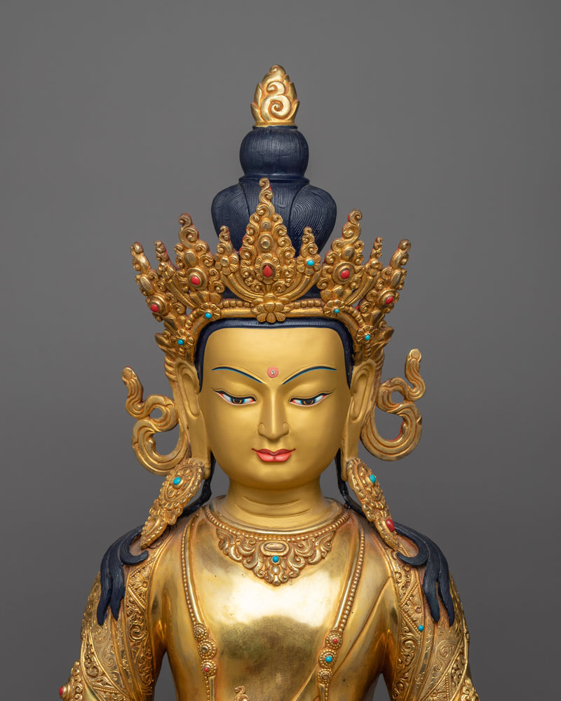 Amitayus with Nectar Vase Symbolizing the Elixir of Life | Tibetan Altar Buddha of Life