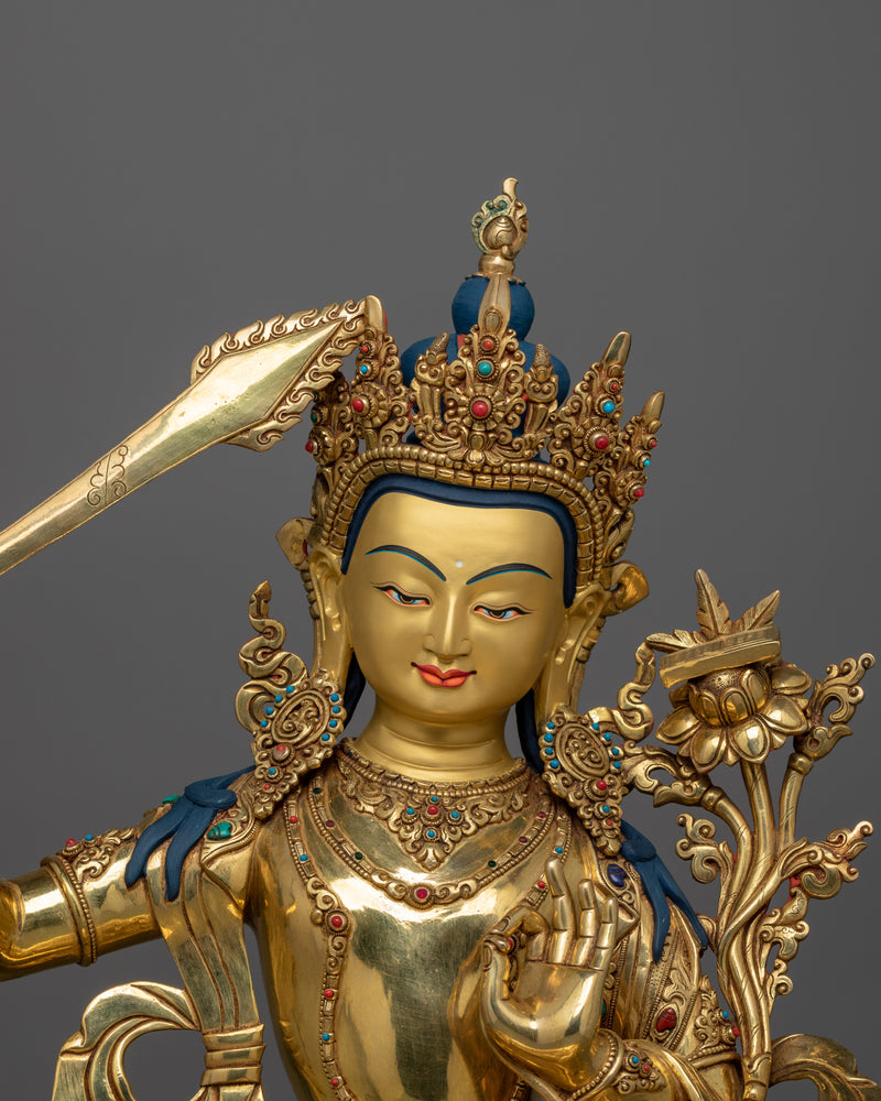 Guardian Manjushri Spiritual Statue | Embodiment of Wisdom and Protection