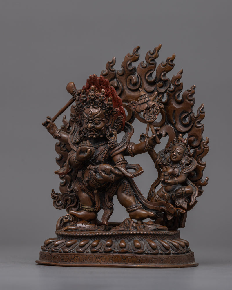 Wrathful Oxidized Black Dzambhala Statue | Guardian of Wealth and Compassion