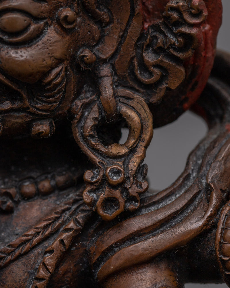 Wrathful Oxidized Black Dzambhala Statue | Guardian of Wealth and Compassion