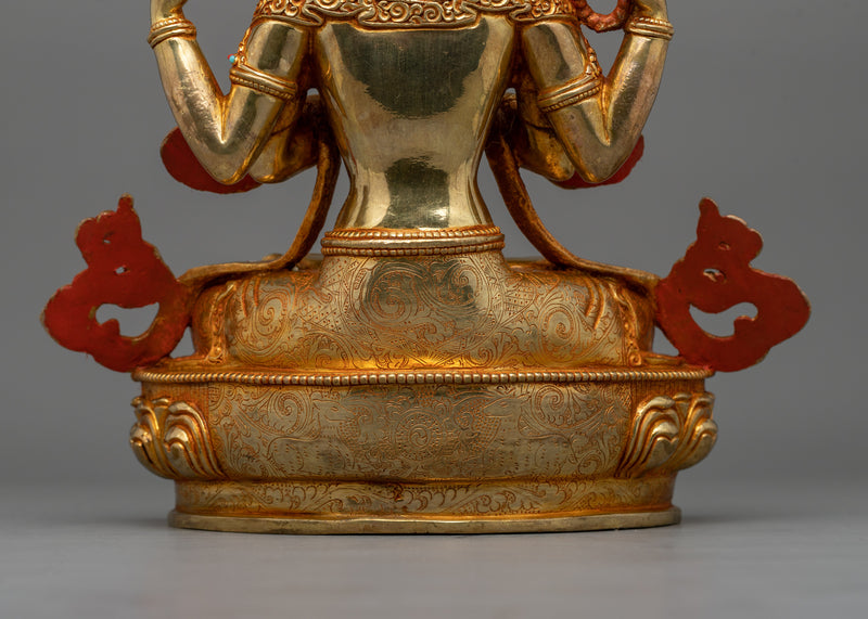 24K Gold Gilded Lord Chenrezig Statue | Symbol of Infinite Compassion