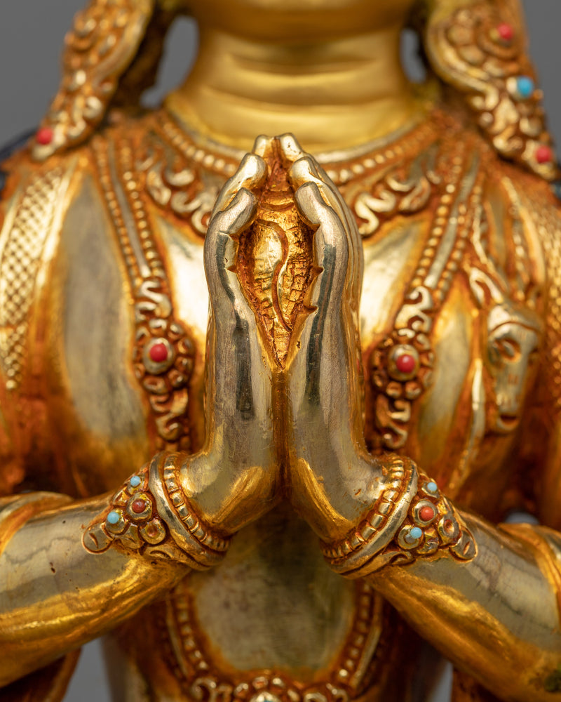 24K Gold Gilded Lord Chenrezig Statue | Symbol of Infinite Compassion