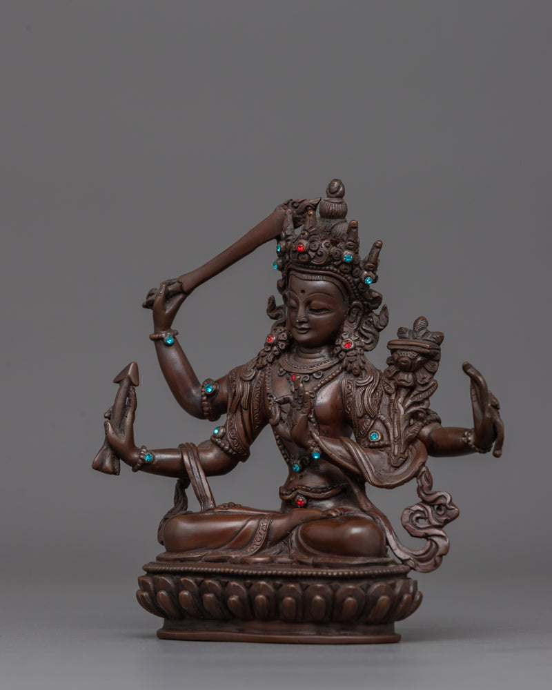 Spiritual Four Armed Maha Manjushri Statue | Sword of Wisdom Sculpture