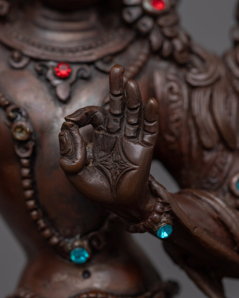 Spiritual Four Armed Maha Manjushri Statue | Sword of Wisdom Sculpture