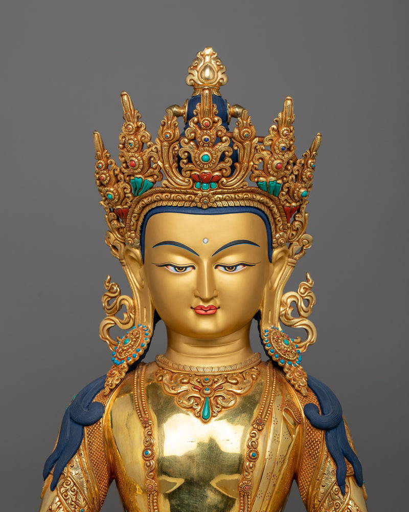 Tibetan Amitayus Statue in Meditation Mudra | Icon of Transcendence and Wisdom