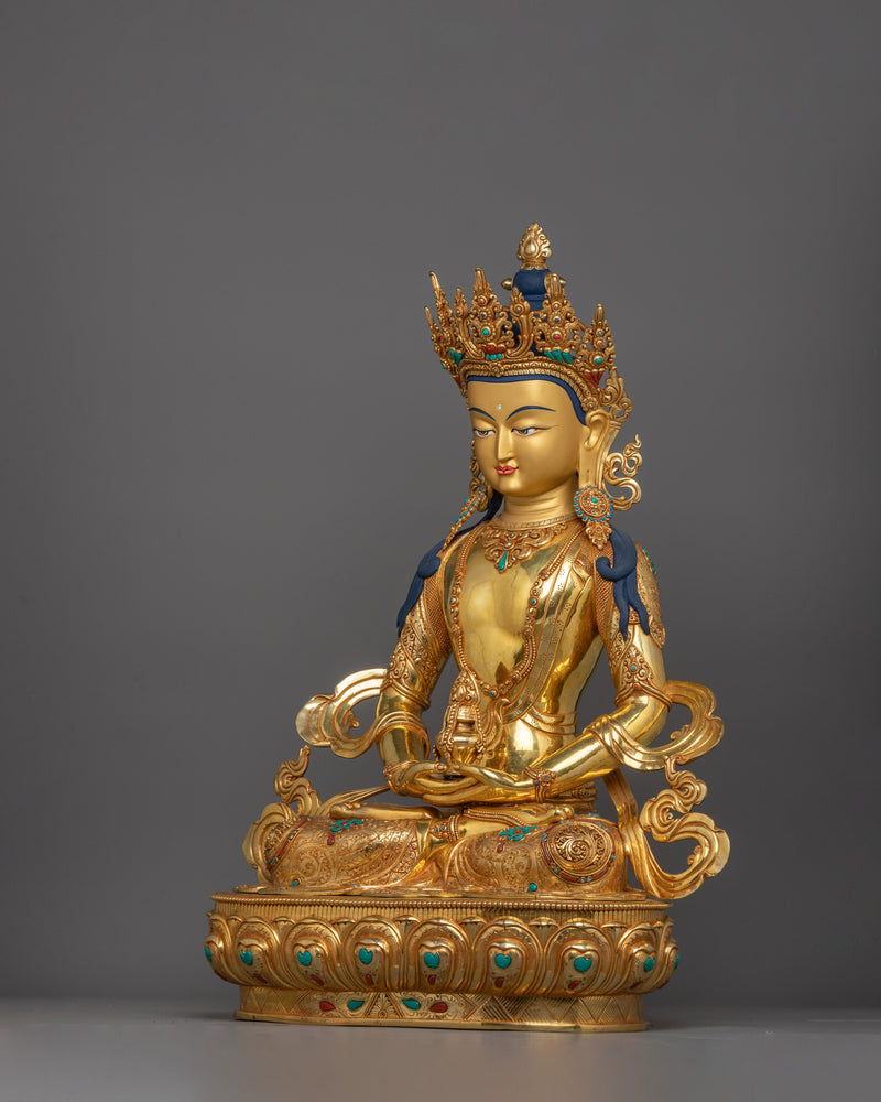 Tibetan Amitayus Statue in Meditation Mudra | Icon of Transcendence and Wisdom