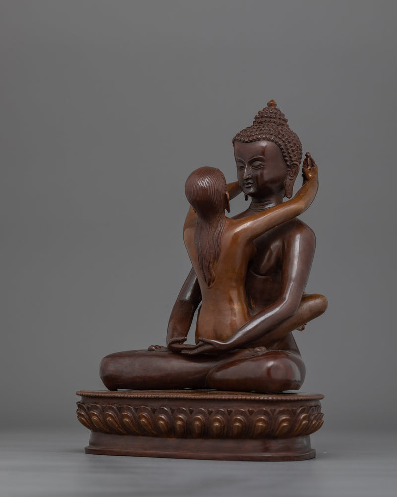 Dharma-focused Oxidized Samantabhadra with Consort | A Sacred Tantric Figure