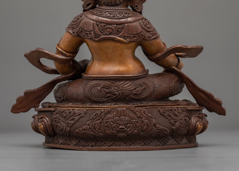 Handicraft Dzambhala Statue with Mongoose | Oxidized Copper Buddhist Artwork