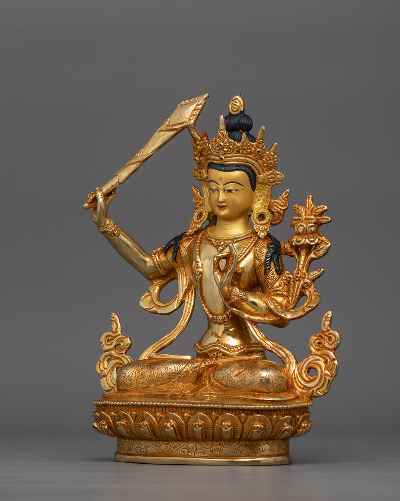 Bodhisattva Deity Holding Flaming Sword Manjushri | Symbol of Wisdom and Knowledge