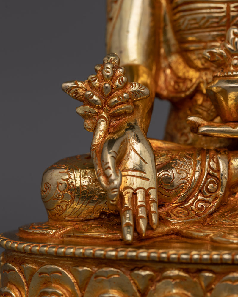 Serene Medicine Buddha 24K Gold Sculpture | Guardian of Health, Harmony, and Healing