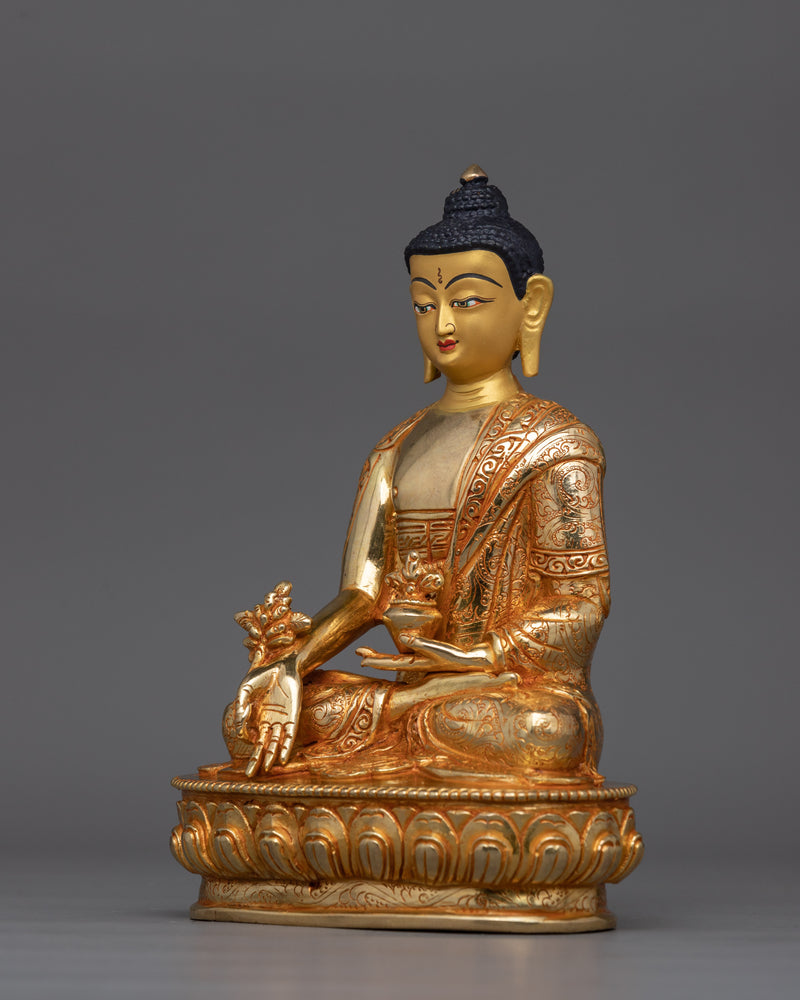 Serene Medicine Buddha 24K Gold Sculpture | Guardian of Health, Harmony, and Healing