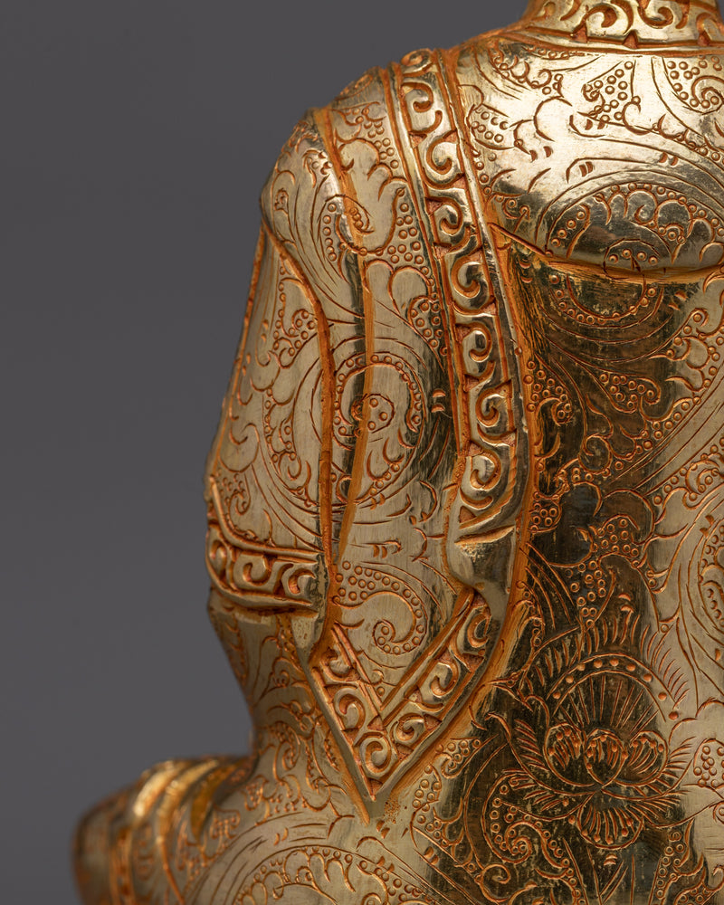 Serene Medicine Buddha 24K Gold Sculpture | Guardian of Health, Harmony, and Healing