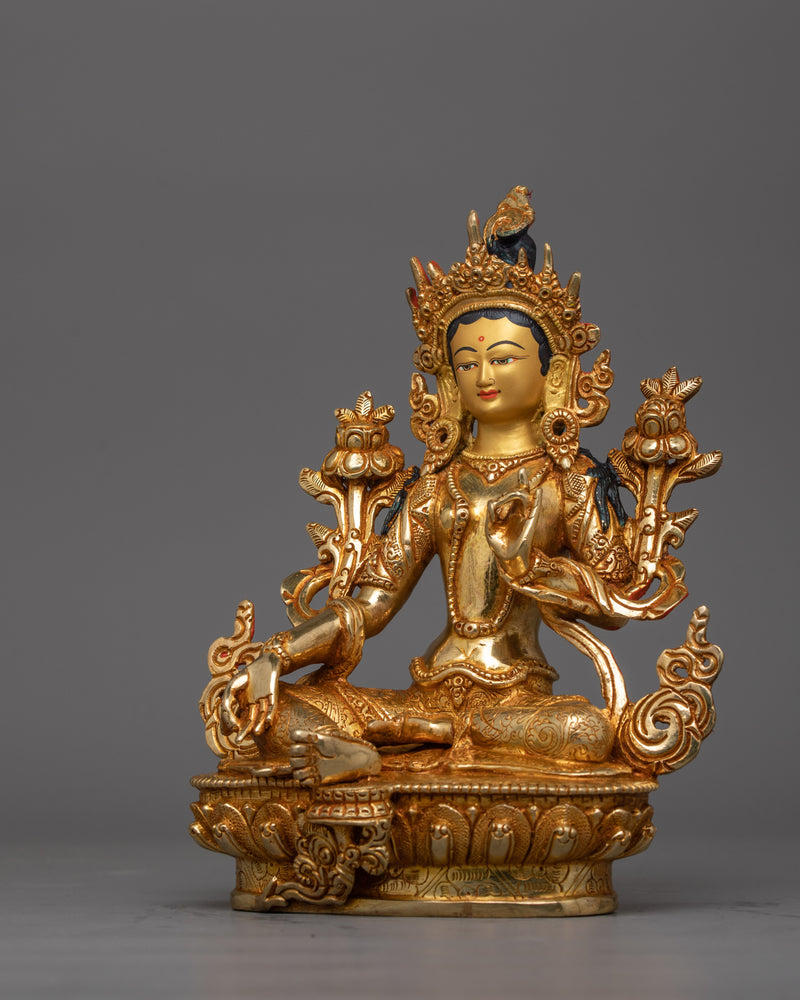 Tibetan Compassion Goddess Green Tara Statue | Swift Liberator of Suffering and Fear