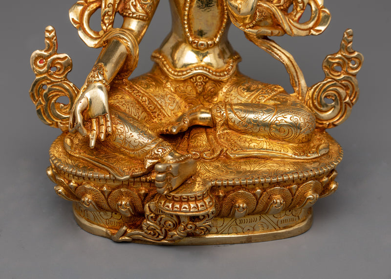 Tibetan Compassion Goddess Green Tara Statue | Swift Liberator of Suffering and Fear