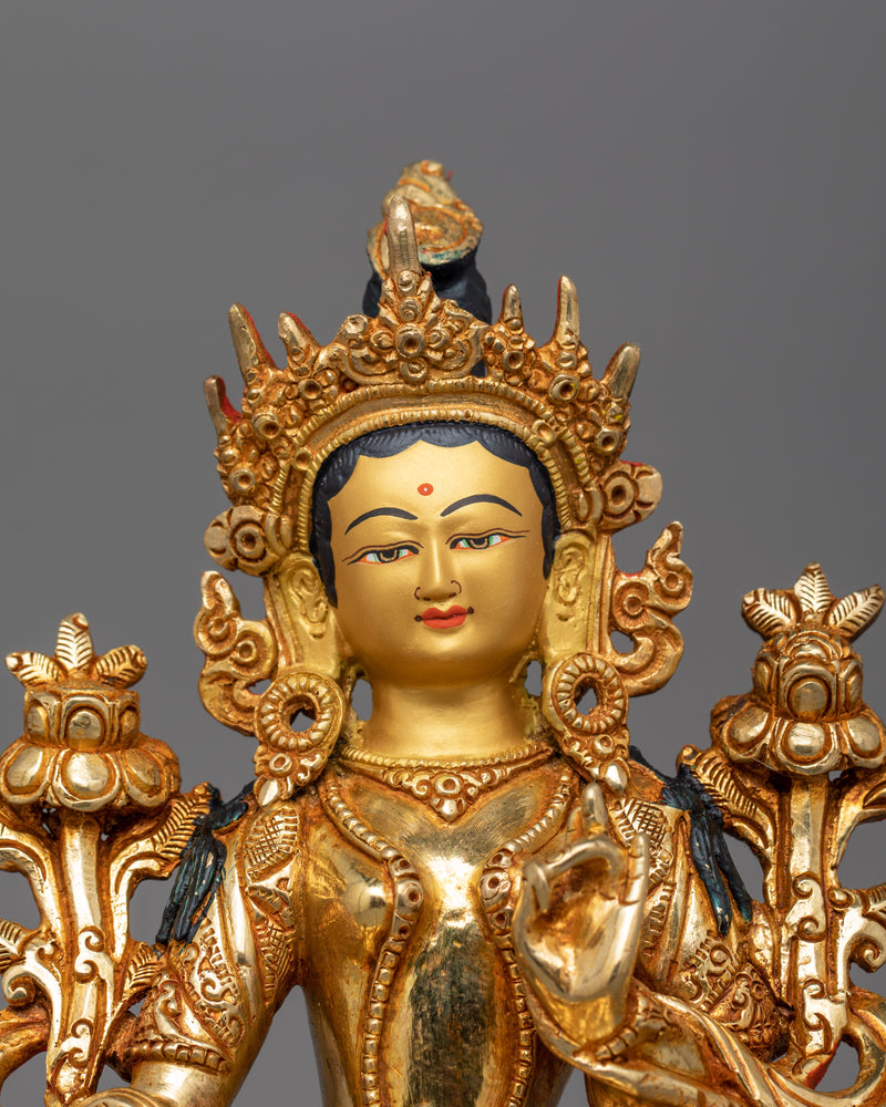 Tibetan Compassion Goddess Green Tara Statue | Swift Liberator of Suffering and Fear