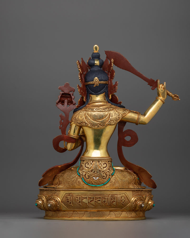 Himalayan Art of Manjushri Bodhisattva Statue | Embodiment of Wisdom and Clarity