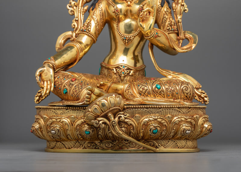 Embrace Healing and Protection with Green Tara Statue | Liberation Goddess Figurine