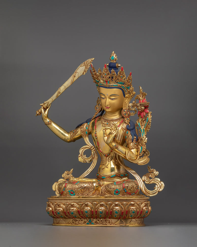 The Manjushri Statue Buddhist Deity of Wisdom | Symbol of Knowledge and Clarity