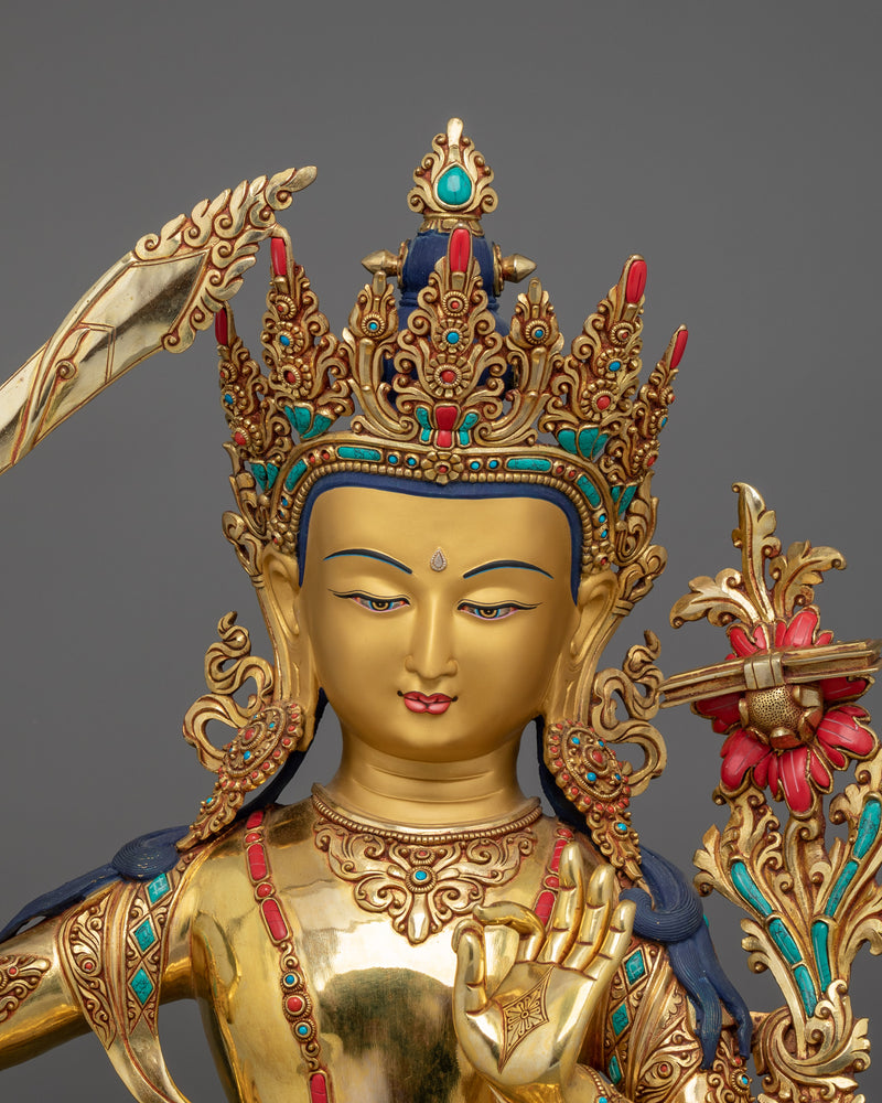 The Manjushri Statue Buddhist Deity of Wisdom | Symbol of Knowledge and Clarity