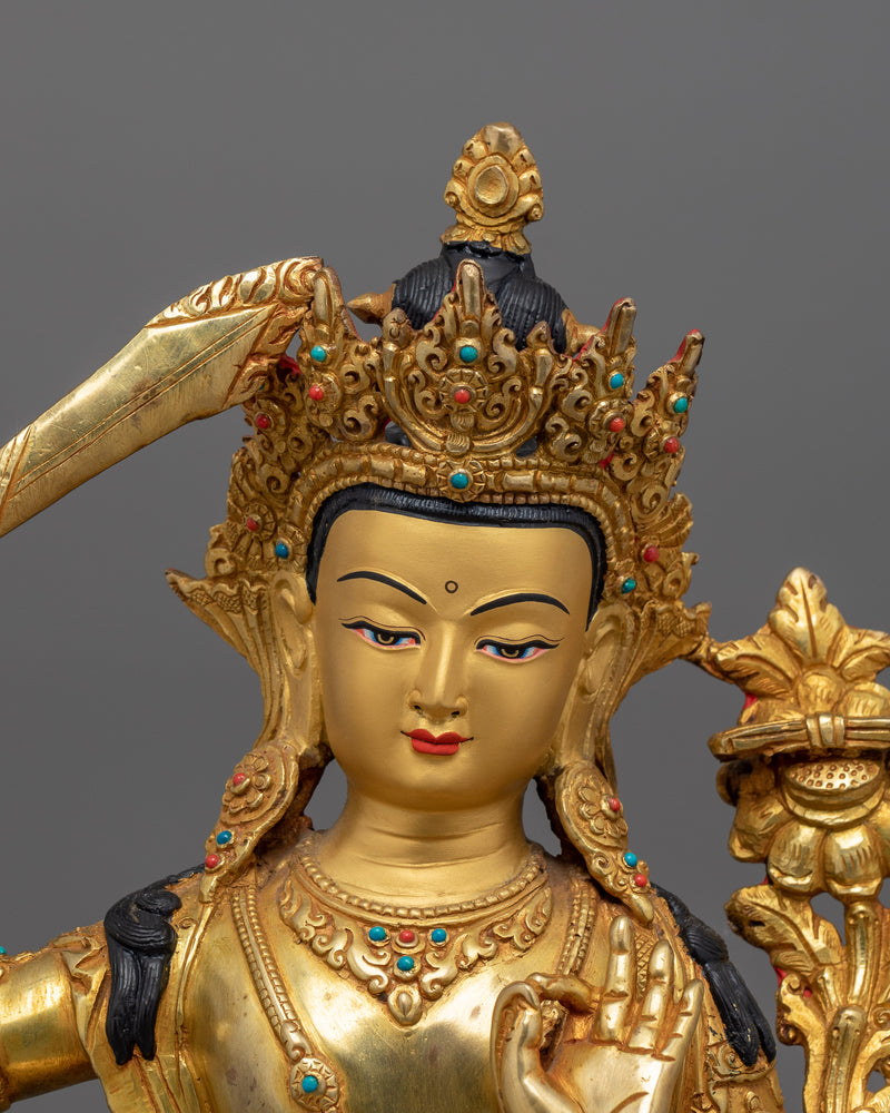 33cm Tibetan Scared Manjushri Statue | Wisdom and Knowledge