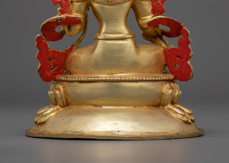 Green Tara Handcarved Statue | 24K Gold-Gilded Copper Artwork