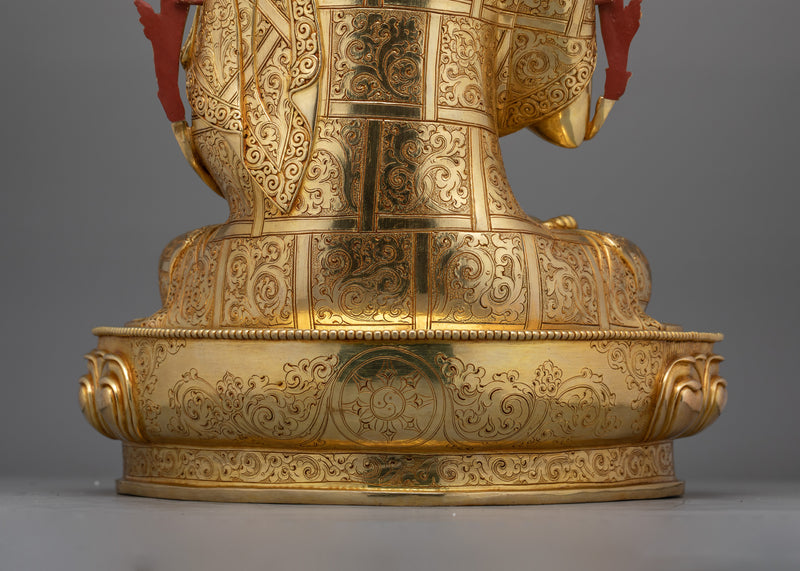 Handcrafted Tsongkhapa Buddhist Master Statue | 24K Gold Gilded Copper Artwork