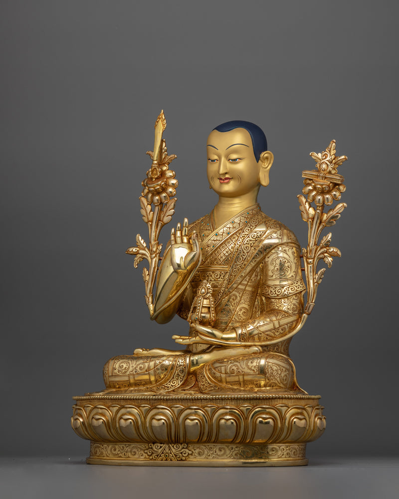 Handcrafted Tsongkhapa Buddhist Master Statue | 24K Gold Gilded Copper Artwork